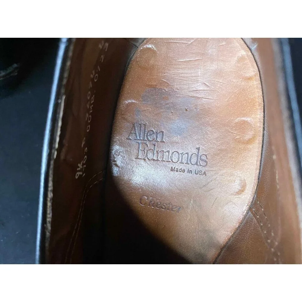 Allen Edmonds Chester Wingtip Black 1903 Leather Shoes Oxford Mens 9.5 D USA